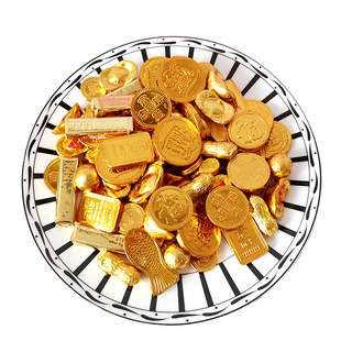 金币元宝巧克力蛋糕装饰生日烘焙摆件花生硬币结婚喜糖年货糖果