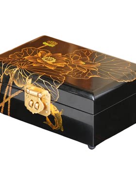 大漆描金荷花新中式收藏品
