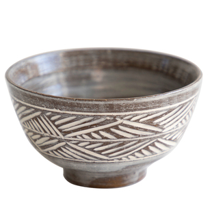 三宅家食器日式三岛纹米饭碗 手绘铁线 粗陶感汤碗甜品钵手工陶瓷