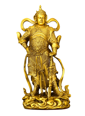 黄铜关公伽蓝菩萨佛像摆件客厅