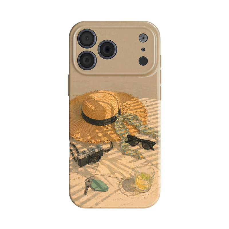 沙滩套装~ins适用iphone手机壳17promax苹果16mate80华为p90小米15夏天reno14油画oppofindx8艺术vivo一加13