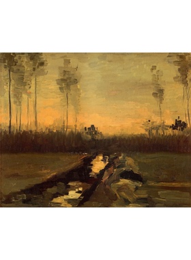 印象派梵高世界名画版画复刻中古风风景油画高级感装饰画挂画画芯
