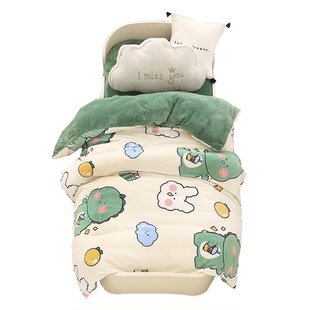 冬季儿童牛奶绒被套120×150珊瑚绒幼儿园加厚双面绒被罩法莱单人