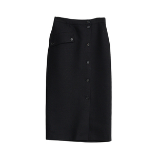 pushBUTTON 秋冬新款女士黑色纽扣开叉半身裙银泰百货 301596