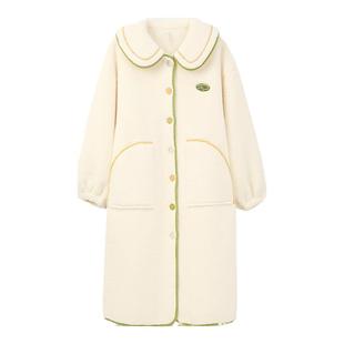 安之伴【巨保暖】中长款珊瑚绒睡袍女秋冬款简约休闲宽松家居服