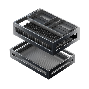 四季沐歌厨房橱柜拉篮抽屉式304不锈钢锅具收纳内置碗篮三层拉篮