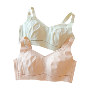 全方位侧收~无痕全罩棉杯大胸显小收副乳薄内衣无钢圈调整型文胸