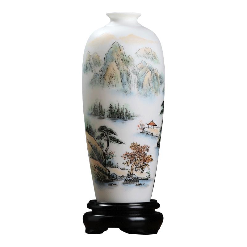 东方泥土手绘山水花瓶礼品送朋友