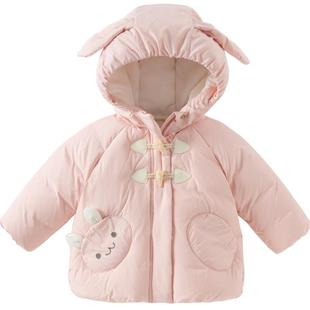 戴维贝拉女童白鸭绒羽绒服儿童三防连帽外套冬装新款宝宝外衣童装