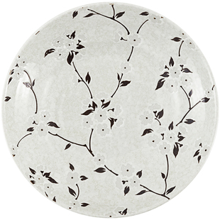 千代源日本进口白雪穗香釉下彩家用盘子白色樱花饭碗深盘餐具套装