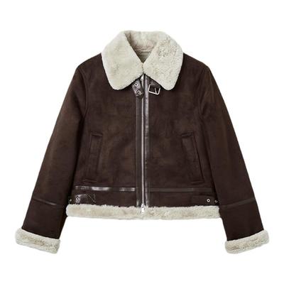 SPAO冬季女士加绒翻毛皮外套