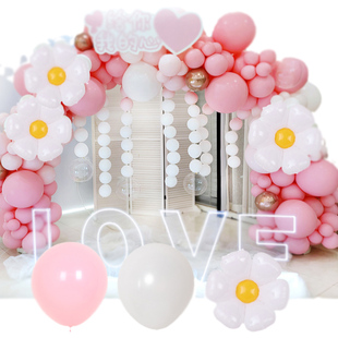 粉色气球拱门造型珠宝店情人节场景布置商场店铺开业周年店庆装饰