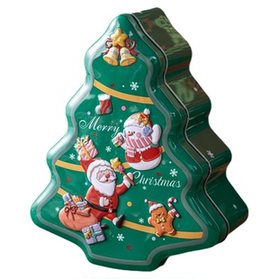 马口铁圣诞树形密封罐礼品盒生日礼盒包装盒伴手礼盒糖果包装盒