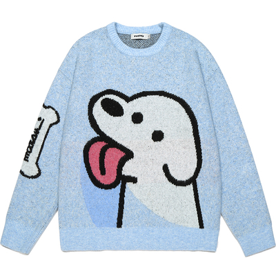 GUUKA联名小狗提花圆领毛衣