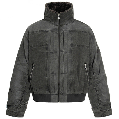 原创美式复古解构廓形牛仔棉服潮