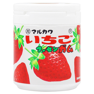 日本进口 丸川口香糖 罐装清新橘子草莓葡萄味圆粒130g泡泡糖