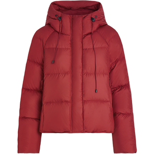 QS秸熙2025冬季新款纯色保暖连帽羽绒服外套气质慵懒风宽松面包服