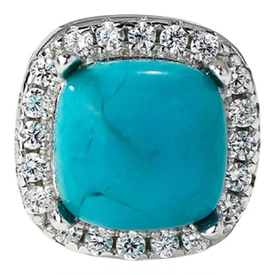 龙丰绿松轩正品天然绿松石S925银镀18k金方糖百搭耳钉款新颖设计