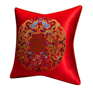 中式红色中国风客厅沙发抱枕方形靠垫床上床头靠枕办公室靠背靠山