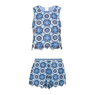 【现货】About Reformation法式花朵套装钩花针织背心高腰短裤