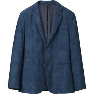 HLA/海澜之家修身平驳领休闲西服男通勤风胸针点缀商务绅士外套男