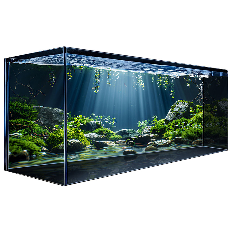 鱼缸背景画贴纸高清定制草缸溪流缸超白缸水族箱水底造景装饰图