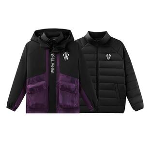 欧文系列安踏儿童男大童两件套上衣2025冬装保暖大童羽绒服两件套