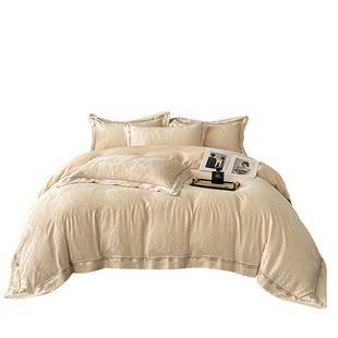 高档A类长绒棉四件套全棉纯棉轻奢提花被套床单四季通用床上用品4