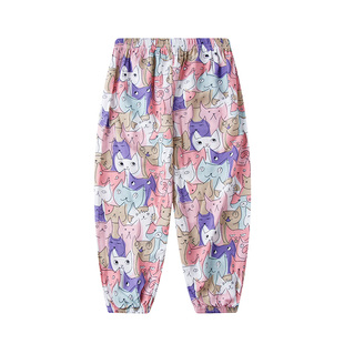 儿童棉绸灯笼裤1男童家居裤绵绸防蚊裤2女孩子睡裤夏季薄款3女童4