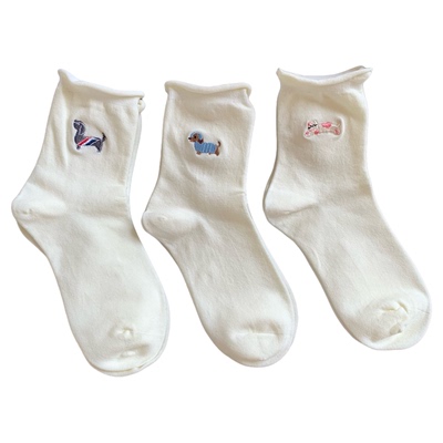 paipaidx腊肠狗袜子女款纯棉纱线