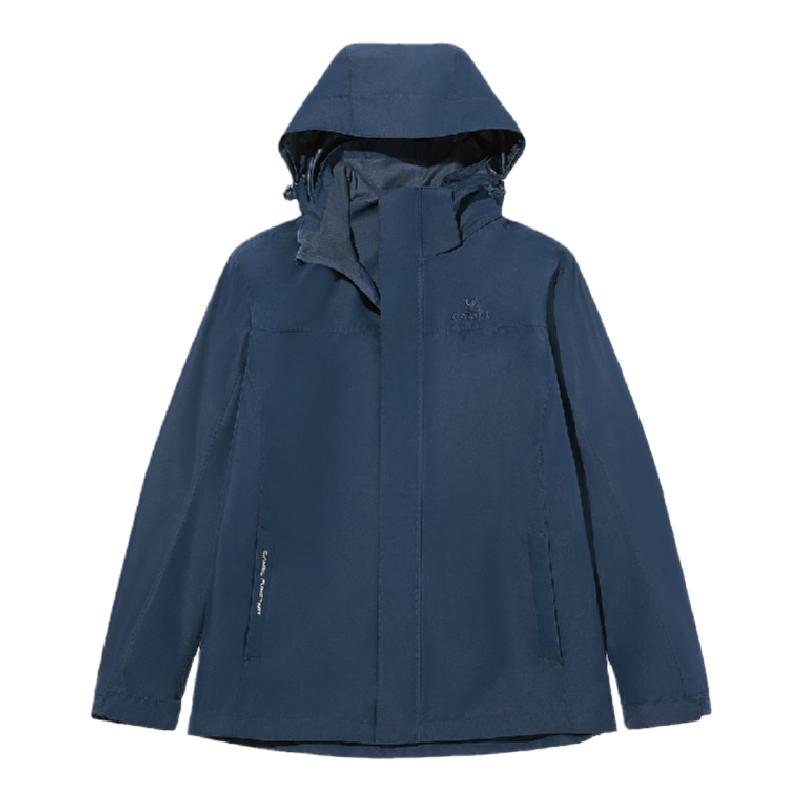 骆驼红木棕冲锋衣男女款2025年秋冬季三合一可拆卸加绒登山服外套