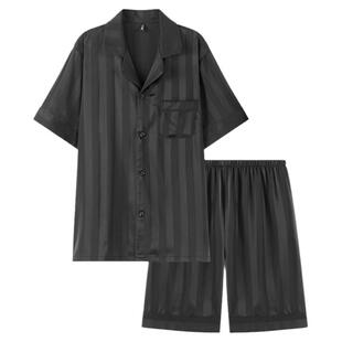 睡衣男夏季冰丝凉感短袖短裤男士薄款夏天大码男款家居服两件套装