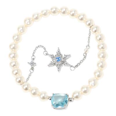 PP原创《落雪》蓝色雪花双层珍珠纯银手链女小众设计感闺蜜手饰