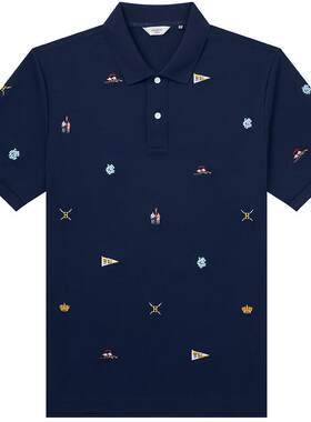 Hazzys哈吉斯春夏男士POLO衫卡通刺绣休闲短袖时尚潮流T恤上衣