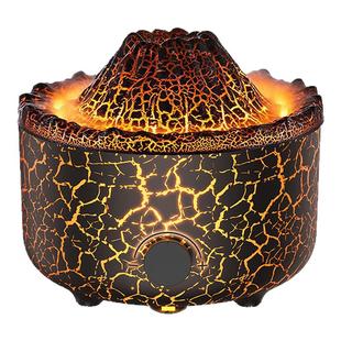 创意迷你熔岩火山香薰机小型家用卧室七彩氛围烟圈火焰加湿器礼物