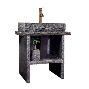 复古洗手盆庭院石头户外洗手台水槽大理石水池室外一体洗手池台盆