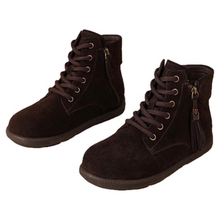 星期六厚底加绒短靴女款2025新款秋冬英伦风马丁靴真皮流苏登山靴