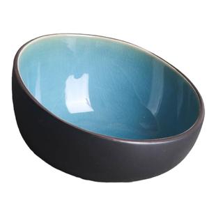 创意冰裂釉陶瓷碗家用碗米饭碗甜品碗吃饭碗斜口碗冰裂纹异形碗