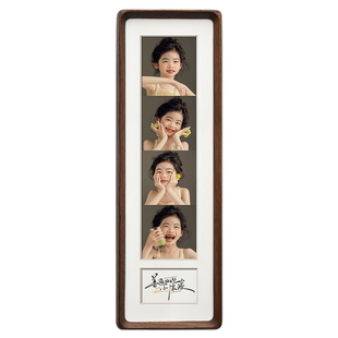 三联四联拍立得创意摆台相框桌面实木榫卯圆角长条情侣洗照片定制