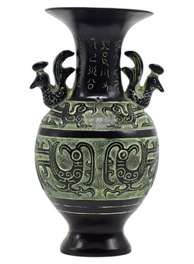 摆件花瓶凤凰风水装修仿古青铜器