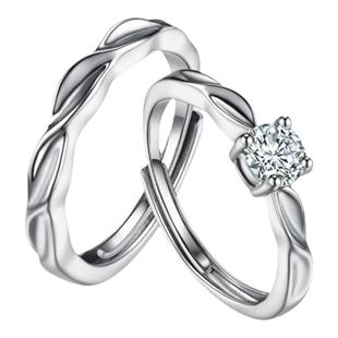CCO情定一生S999纯银对戒轻奢小众开口锆石情侣戒指送女友礼物