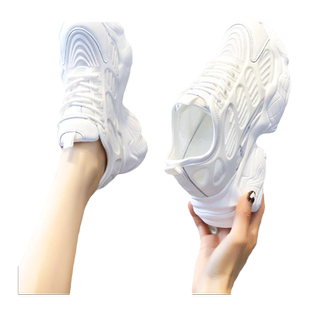 内增高小白鞋女透气新款夏天小个子8cm百搭休闲运动老爹鞋女ins潮