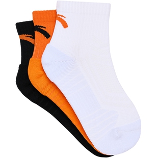 安踏儿童袜子男童篮球袜三双装2025秋冬新款吸湿透气抗菌运动袜子