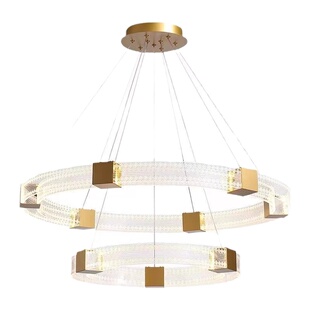 后现代轻奢客厅吊灯简约大气卧室灯个性圆环家用高档餐厅灯具工程