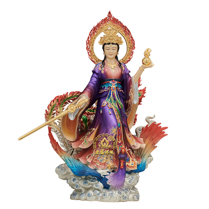 九天玄女娘娘铜彩绘神像摆件