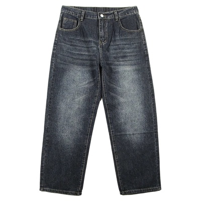 牛仔裤男美式慵懒阔腿裤新款松紧腰复古宽松直筒Y000/5583*05