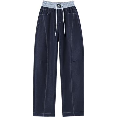 加长弯刀牛仔裤女冬季加绒加厚高