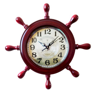 北极星挂钟时尚创意欧式客厅船舵钟表家用个性静音舵轮卧室木时钟