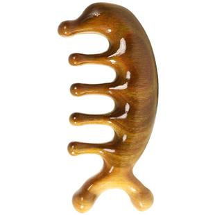 天然绿檀木按摩梳头部疏通经络梳头皮筋络五指头疗黑檀梳子神器女