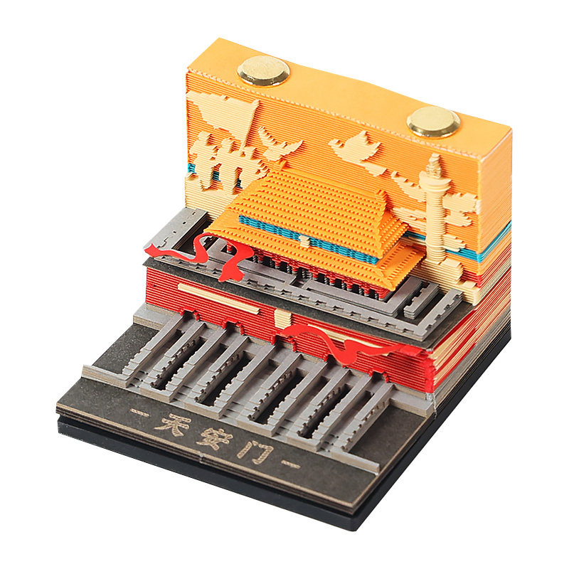 北京纸雕京韵中轴线3d立体纸雕日历便签手撕北京天安门文创纪念品